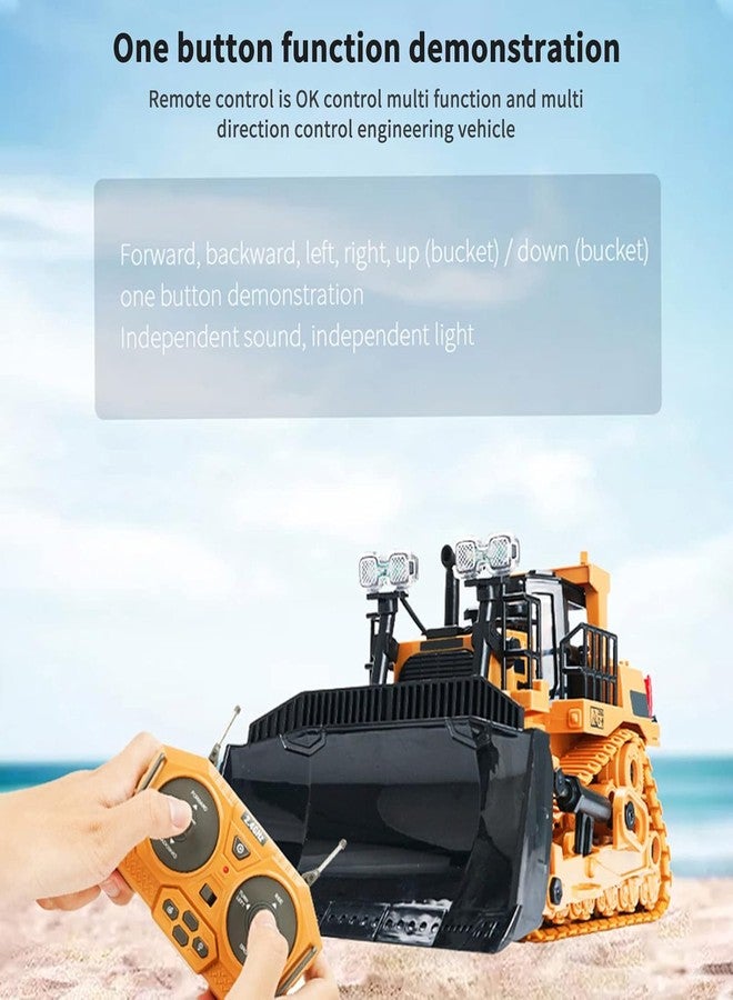 OOTLO Remote Control Bulldozer RC 1/24 Full Functional Construction Vehicle, 2.4Ghz 9 Channel Bulldozer Front Loader Toy with Light and Sound for Kids Age 5,6,7,8,9,10,11 - Multicolor - Image 5